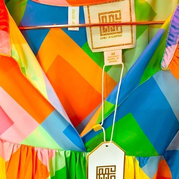Emily McCarthy Stella Top Geo Multi Color Rainbow NWT Medium - Picture 2 of 3